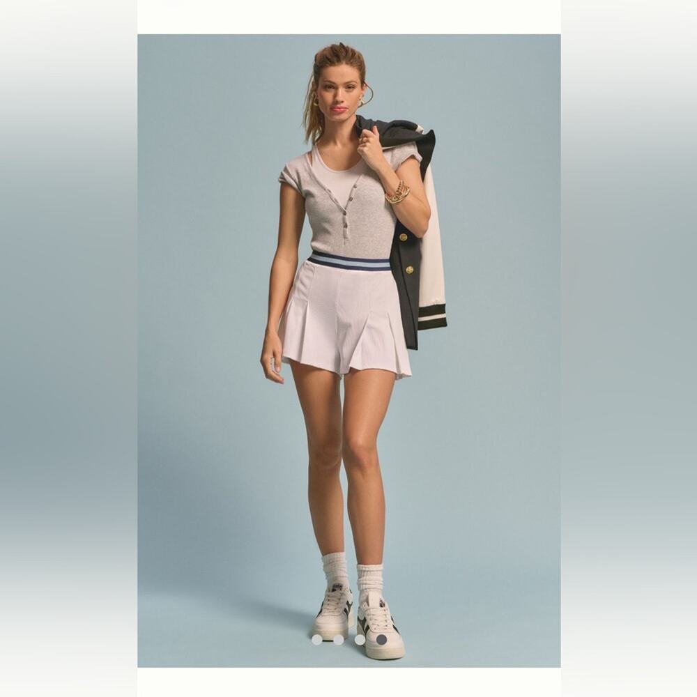 ANTHROPOLOGIE Ribbed Henley Tee V-Neck Bodysuit in Light Grey Heather Size XS - Picture 4 of 11